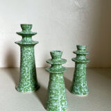 Set of ceramic candle holders tamegroute light green