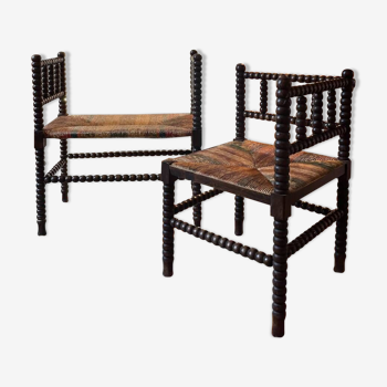 Bench and armchair set