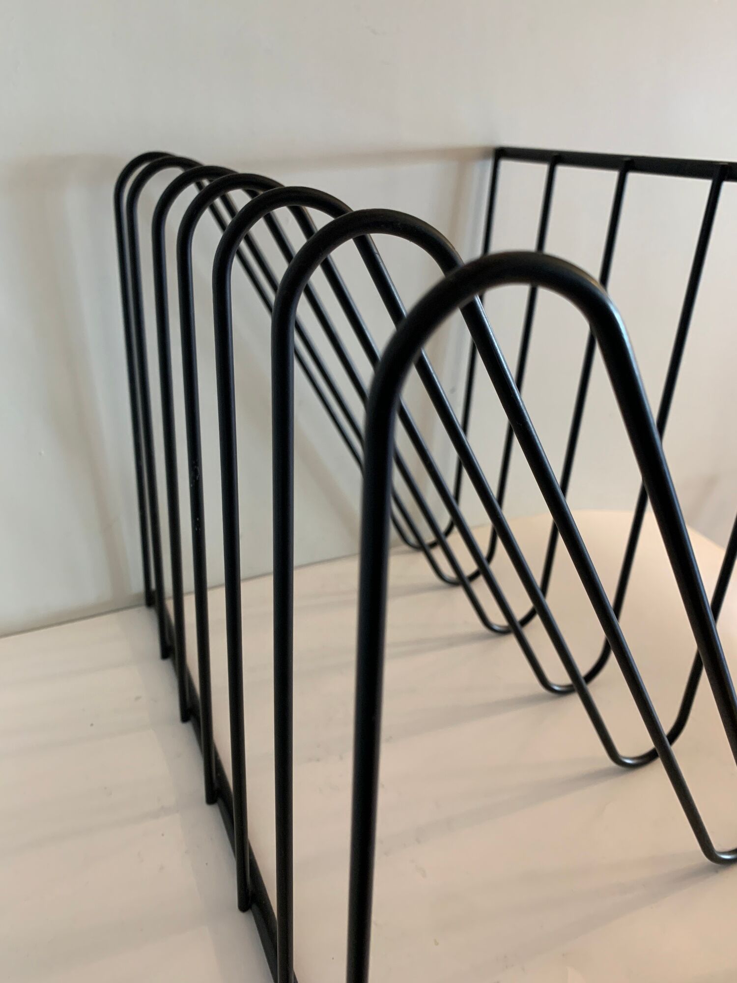 Magazine holder, black metal in Z, 1970