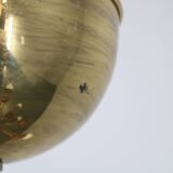 1960s Rupert Nikoll Brass and Teak Opaline Glass Chandelier, Austria