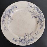 Assiette plate  ou plat de service en faïence Creil et Montereau , modèle Linotte