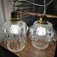 Suspension double globes antique blown glass moulded type Tynell