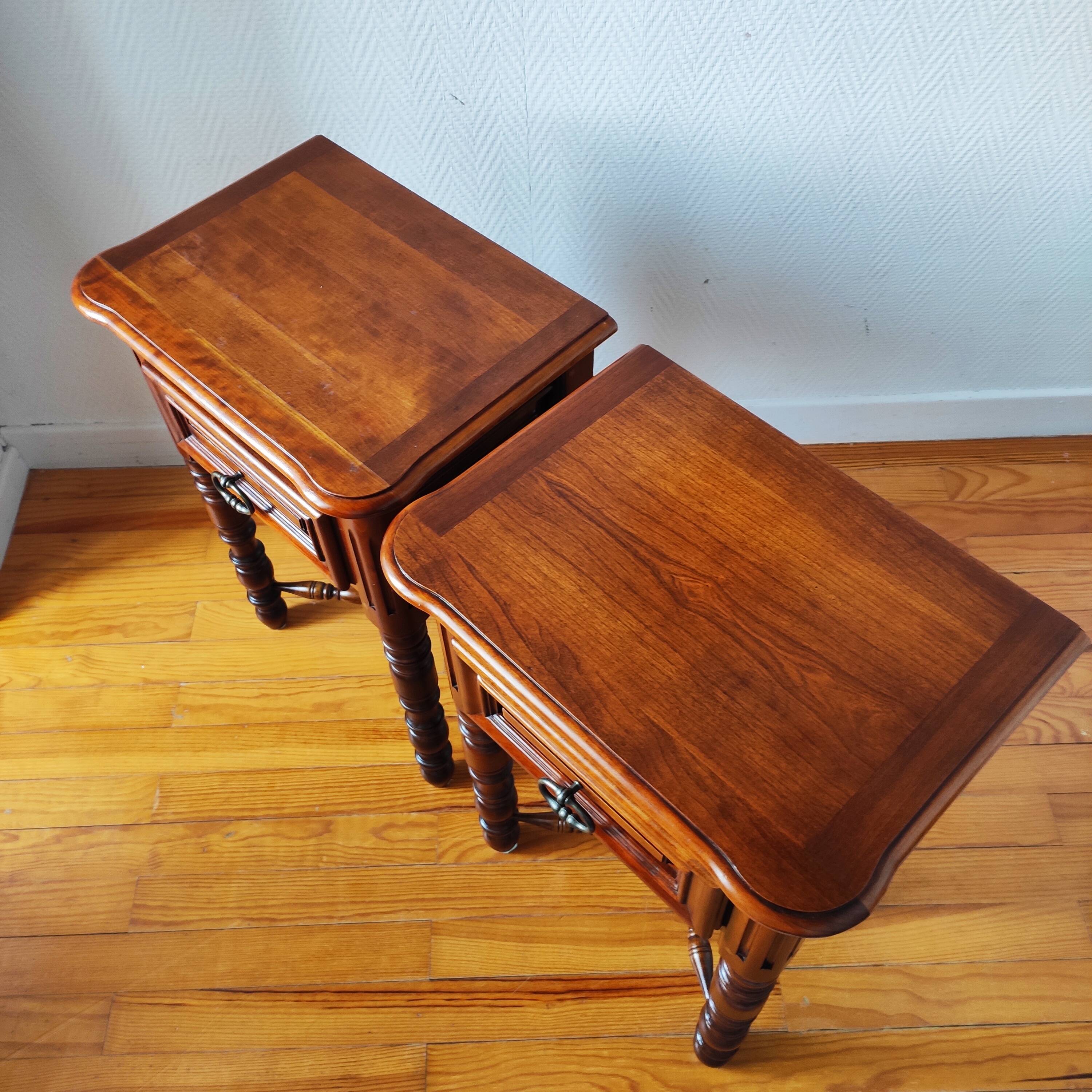 Pair of French solid wood bedside tables