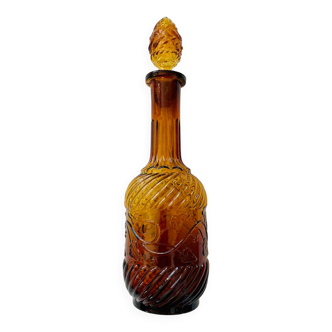 Vintage bottle old amber glass