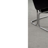 Fauteuil scandinave en cuir noir rare du milieu du siècle par Ire Möbel, années 1970, lot de 2