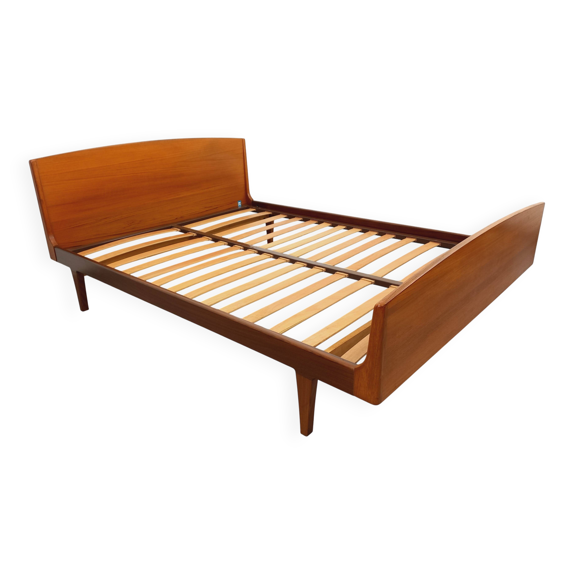 Carlström & Co vintage Scandinavian teak double bed from the 1960s
