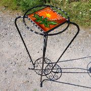 Sellette/ porte plante vintage avec faïence Vallauris