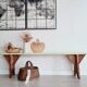 Banc de ferme ancien en bois assise verte patinée