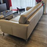 Roche Bobois grey leather 3-seater sofa