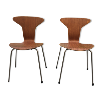 2 chaises 3105 Mosquito par Arne Jacobsen pour Fritz Hansen années 50