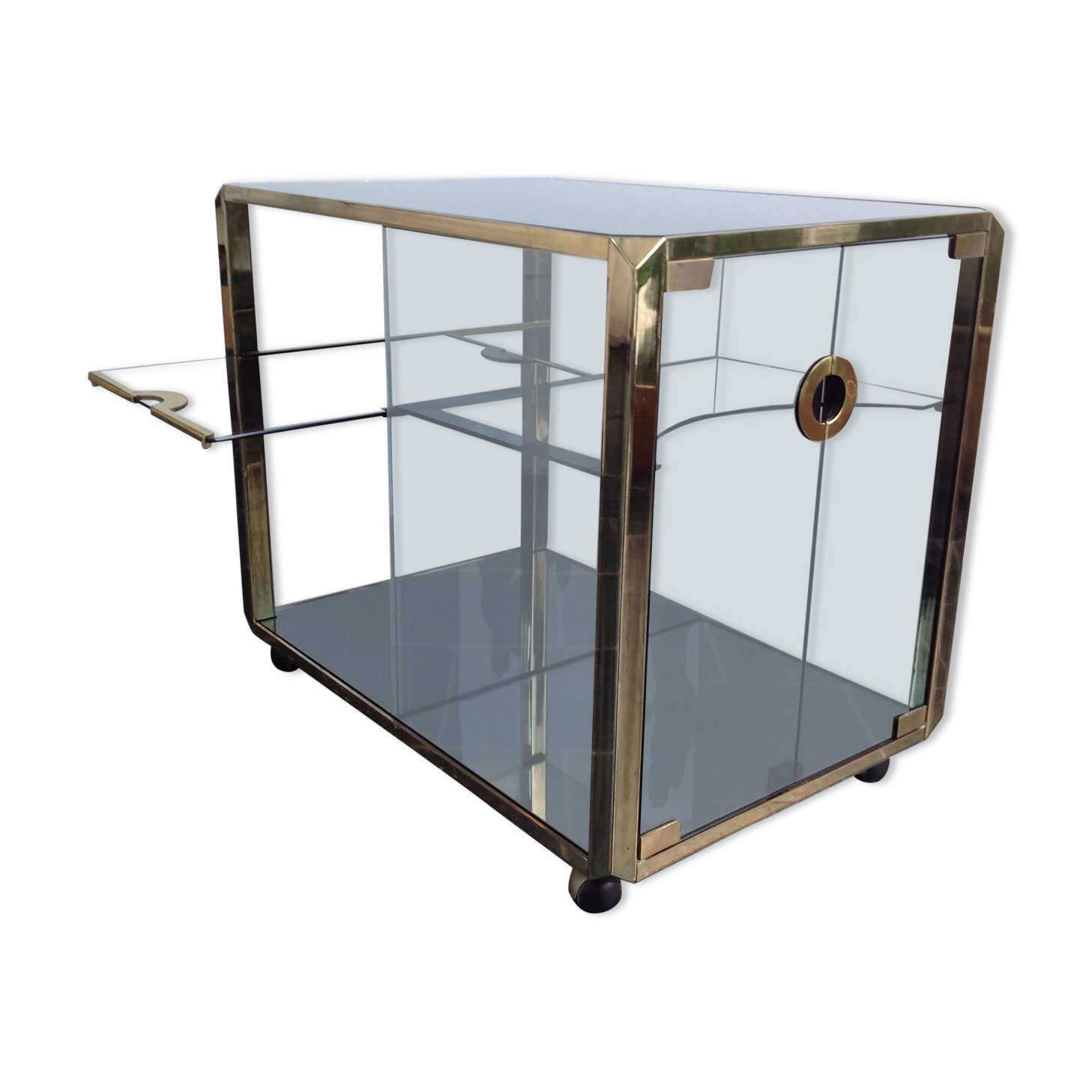 Bar Trolley in Brass & Smoked Glass by Mario Sabot, 1973