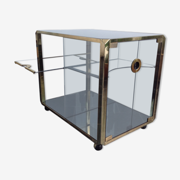 Bar Trolley in Brass & Smoked Glass by Mario Sabot, 1973