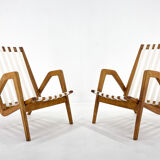Pair of 1970s Jan Vaněk Oak Armchairs, Czechoslovakia