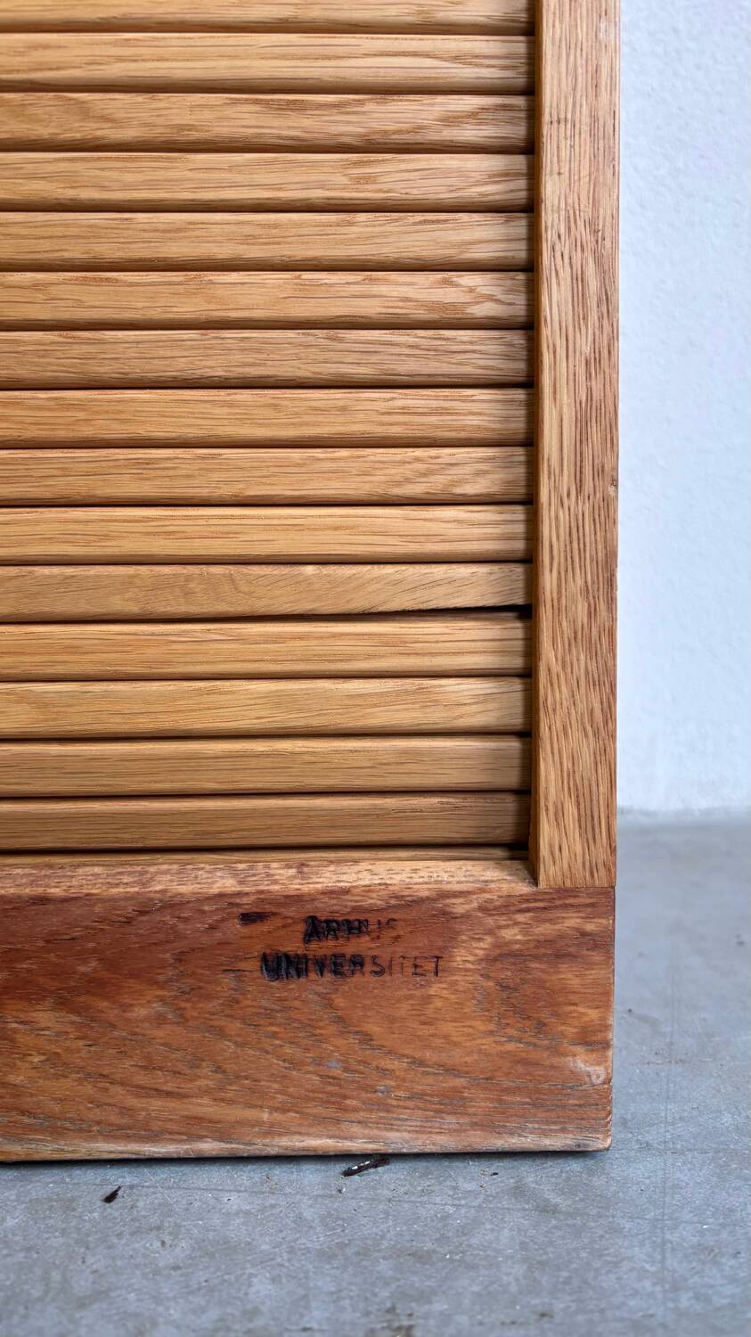 Vintage tambour cabinet - archive in oak