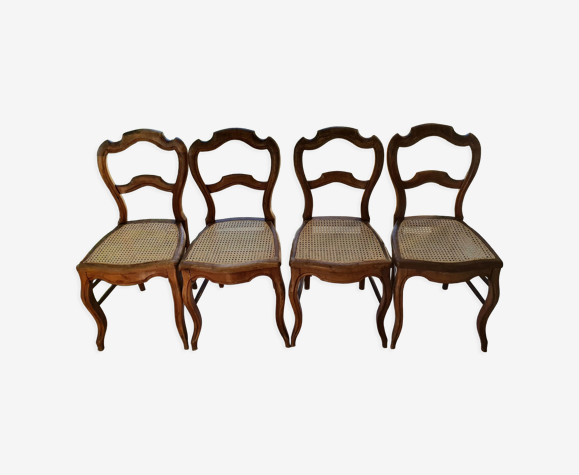 Quatre chaises cannées Louis Philippe