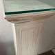 Console vintage en travertin, bois et verre