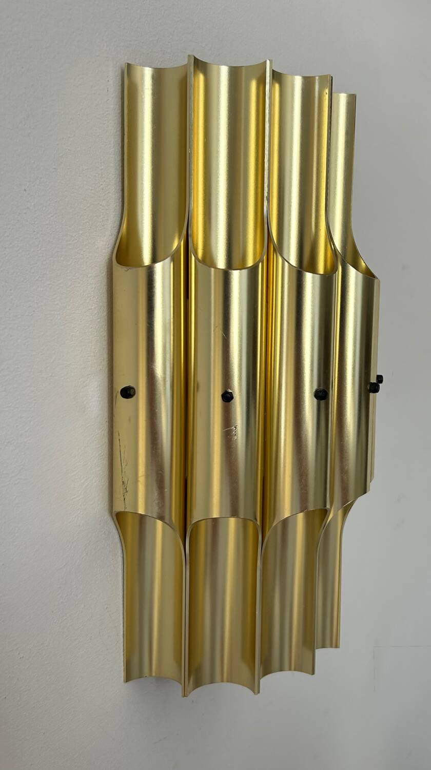 Vintage bent karlby "pan" wall lamp, brass, lyfa denmark 1960