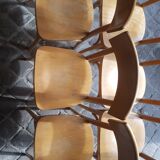 Lot of 6 vintage light wooden bistro chairs