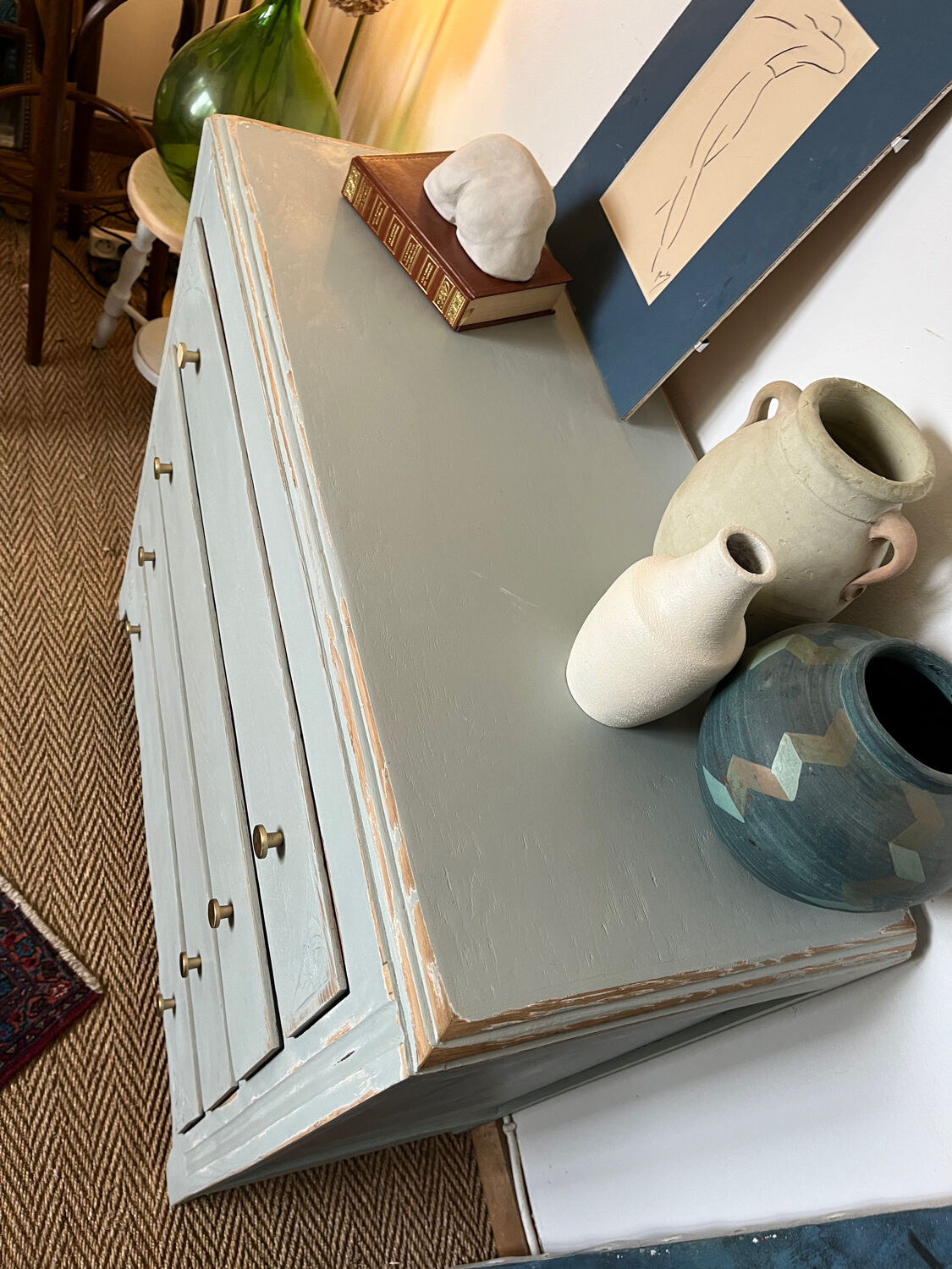 Vintage art deco wood chest of drawers