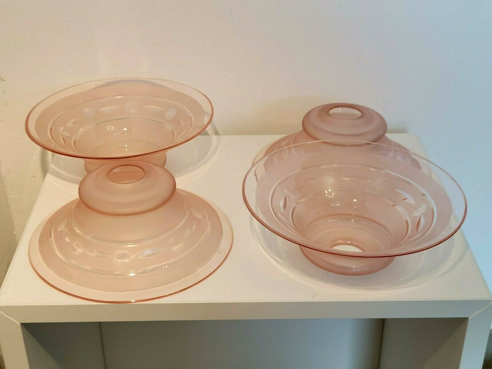 4 tulipes en verre rose abat-jour