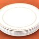 1950s set of 6 cheese/dessert plates, earthenware with gold frieze decoration.