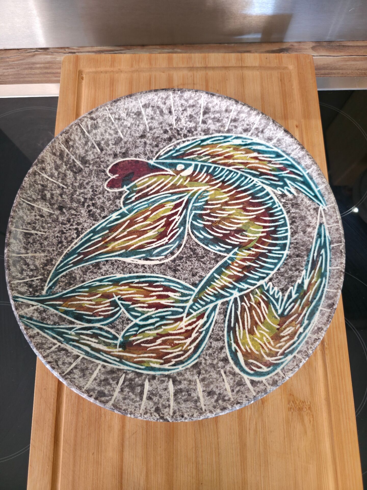Fish plate Vallauris signed Borty, 1950s-60s