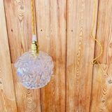 Globe pendant light in chiseled glass