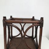 Bedside table stool in vintage cannage rattan
