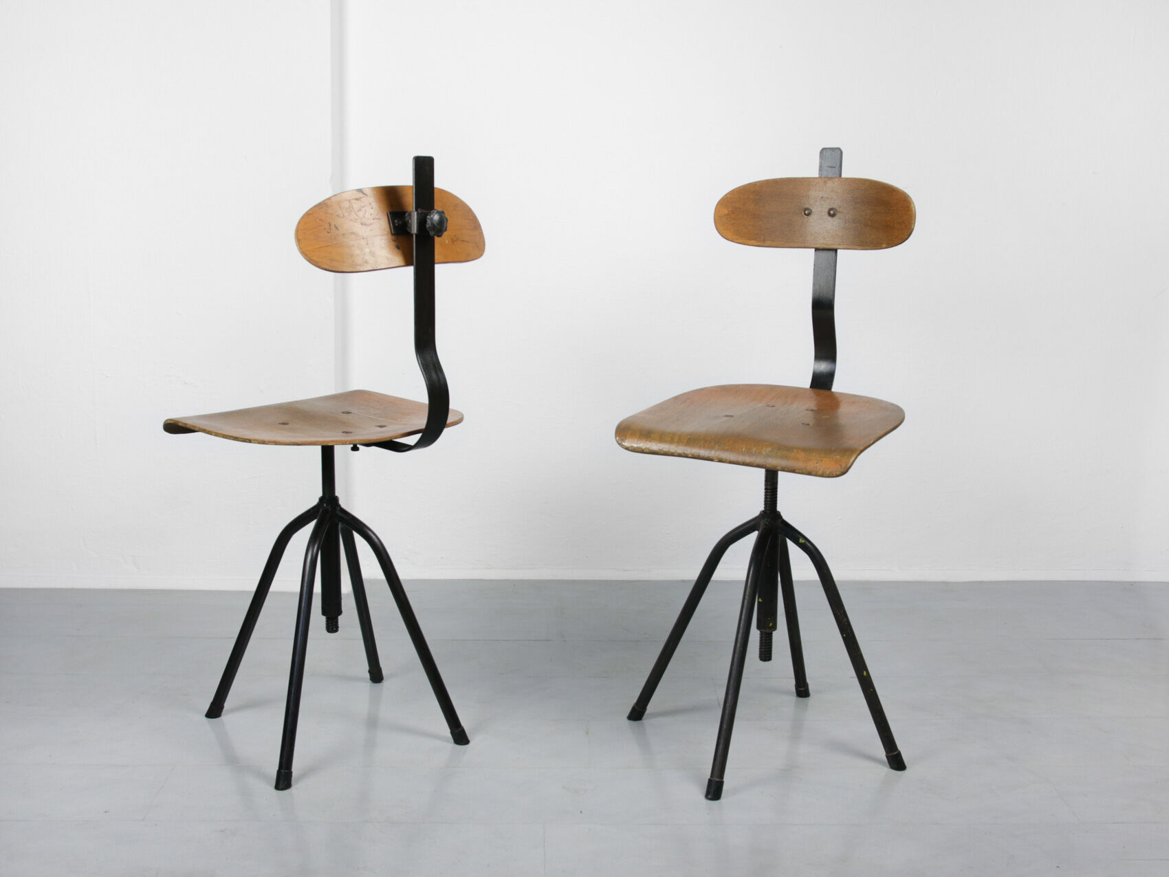 Pair of  swivel chairs industrial black, 1960s