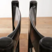 Set of 2 black rush dining chairs – Magistretti / Perriand style, 1970s