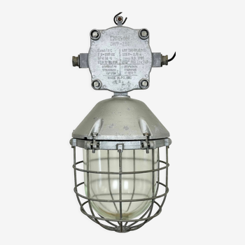 Industrial cast aluminium cage pendant light, 1970