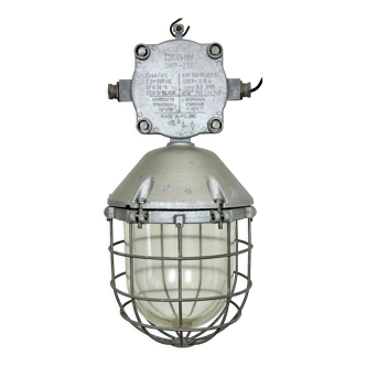 Industrial cast aluminium cage pendant light, 1970