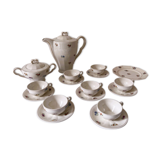 Tea service or flower coffee in vintage earthenware Porcelor Ceranord - Saint Amand.