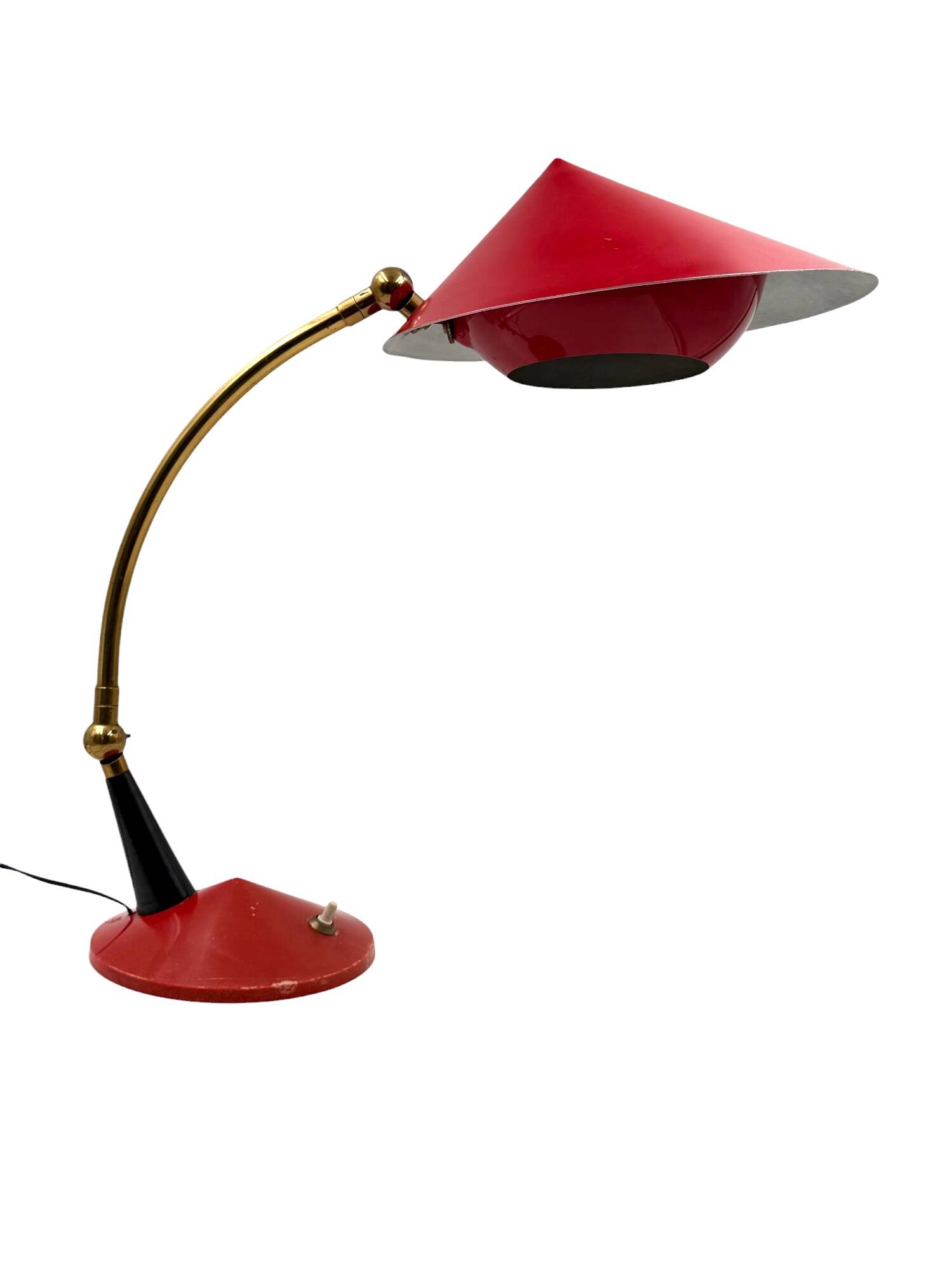 Mid century red desk Lamp, Stilux Milan Italy 1960 ca.