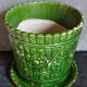 Flower pot and saucer in slip by G. De Bruyn 19th century