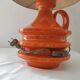 Lampe orange année 1970 pied en céramique vintage en état de fonctionnement