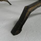 Art Deco bistro table with oak top on cast iron table