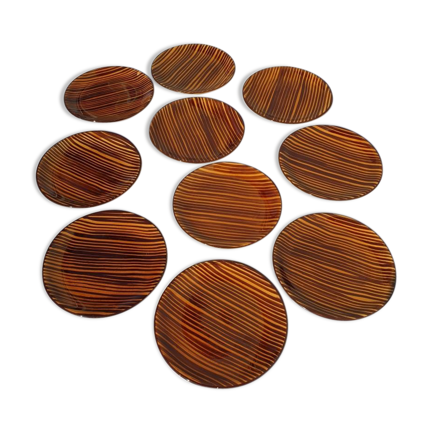 Set 10 plates African Art Deco 1930 Domino Sarreguemines