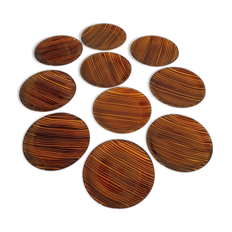 Set 10 plates African Art Deco 1930 Domino Sarreguemines