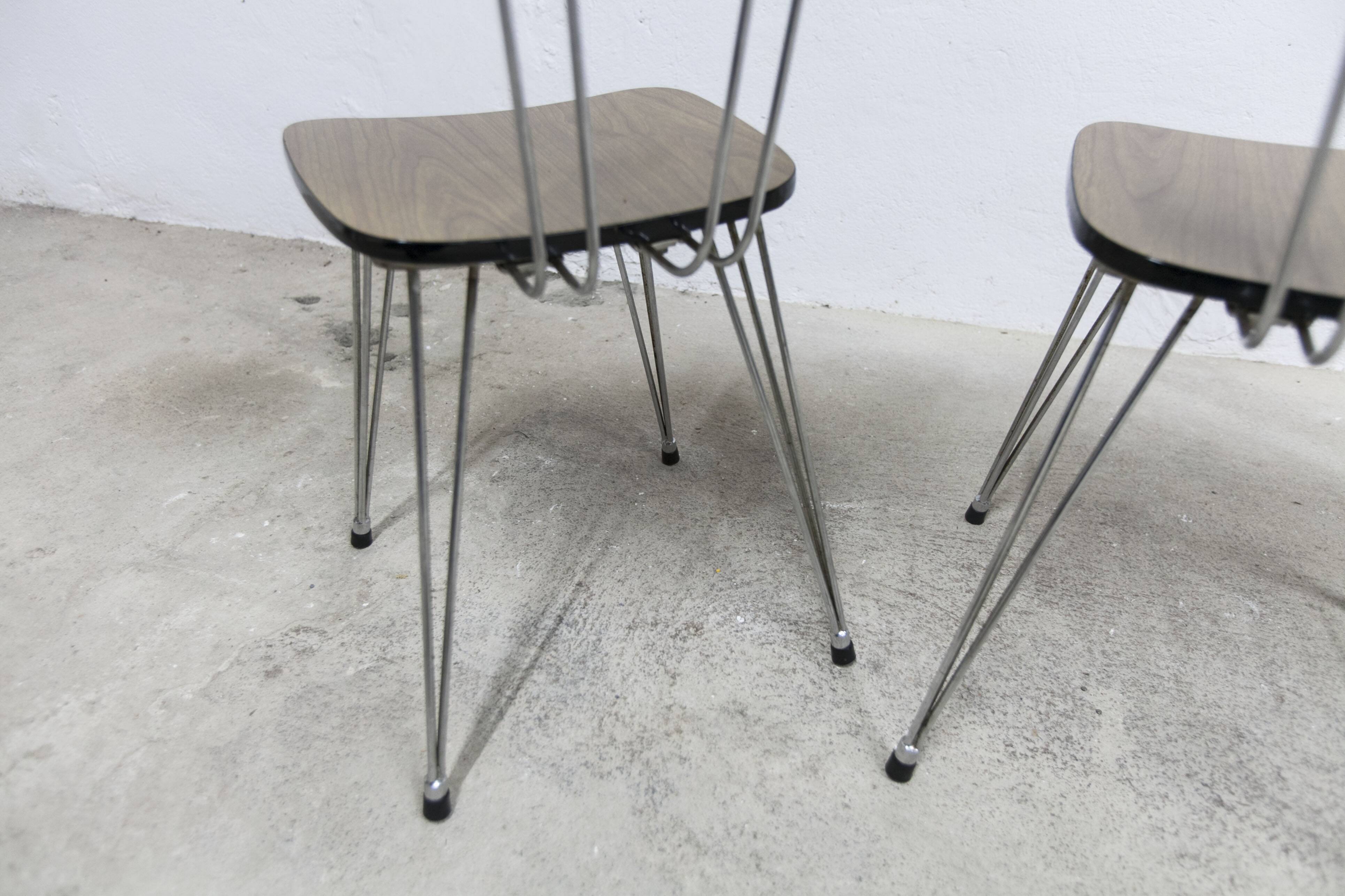 Paire de chaises Formica 1970 pieds Eiffel marron