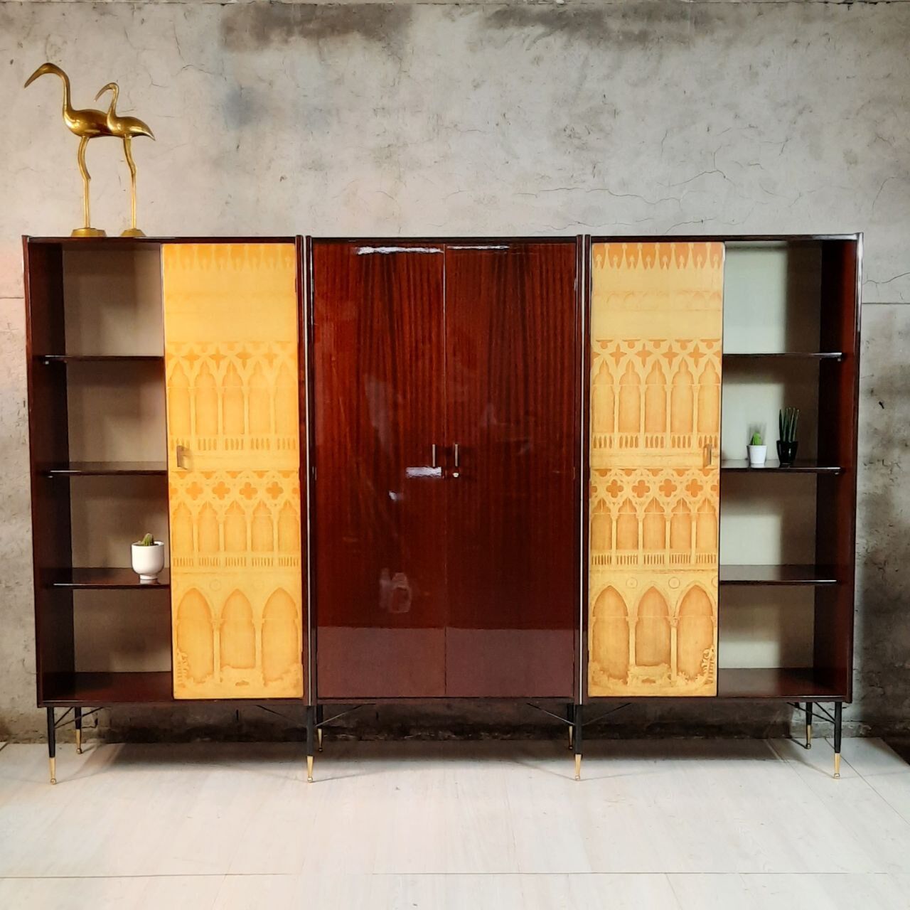 Wardrobe, 1950s bookcase, brass print / tips.