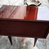 Vintage bedside table veneer wood varnish