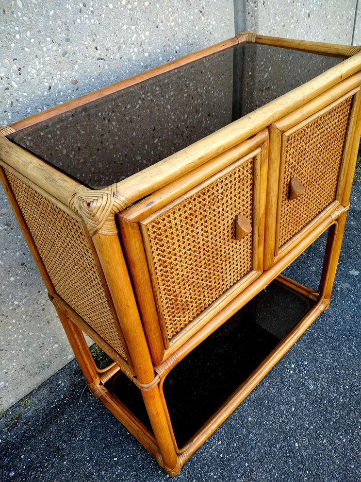 Caning and rattan storage furniture