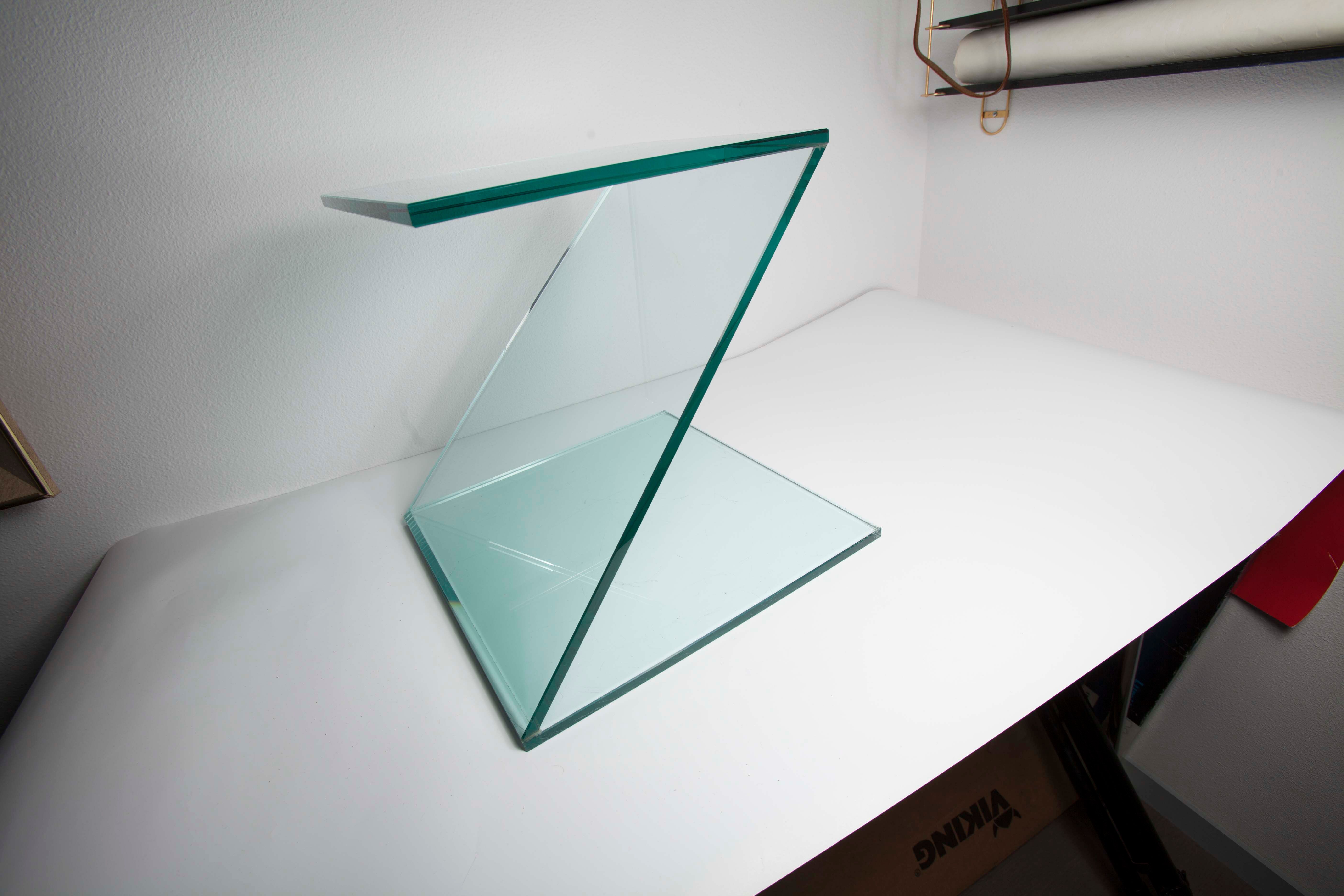 Z-shaped tempered glass side table