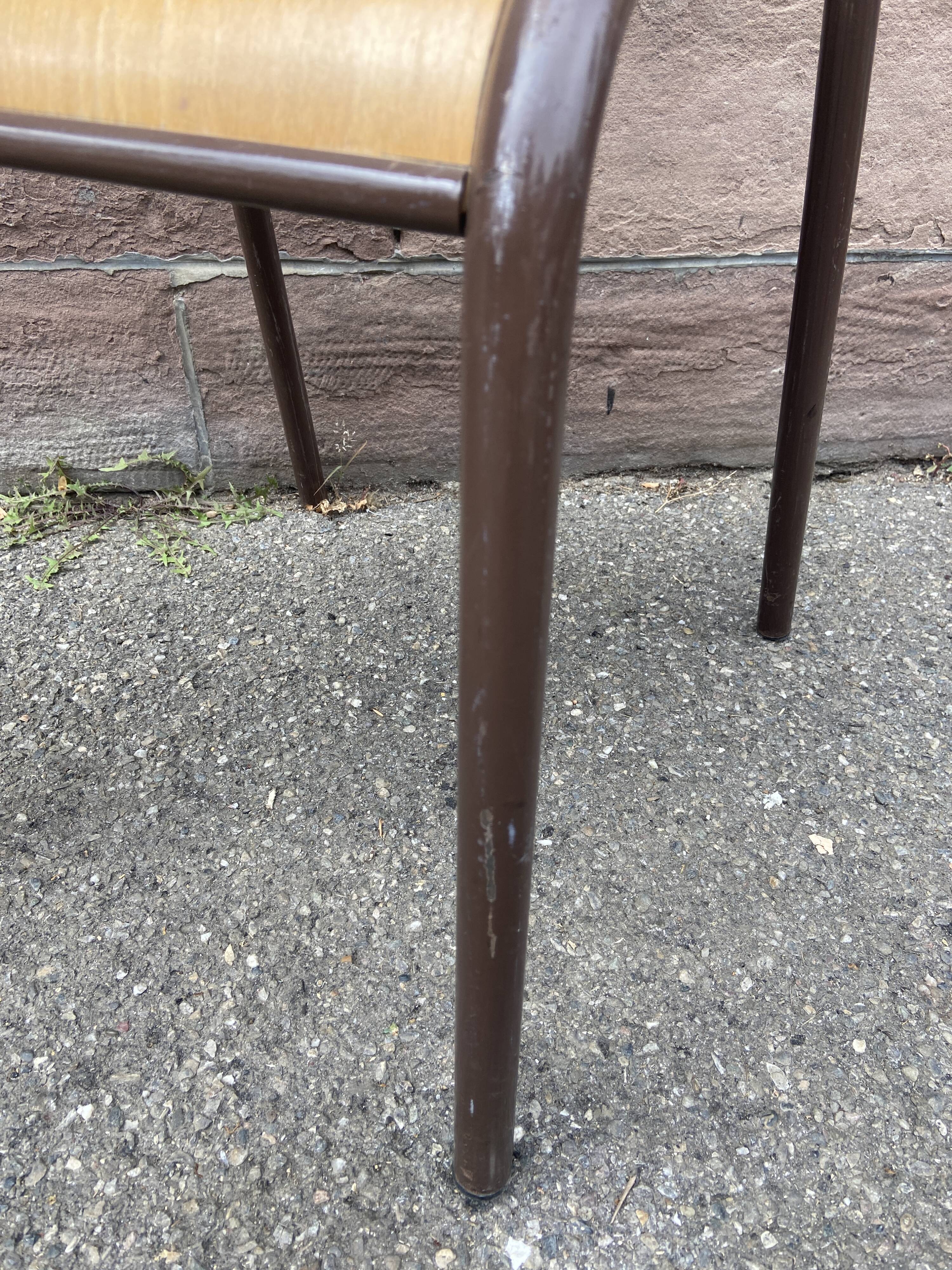 Set of 6 vintage industrial school chairs for communities mullca delagrave tube & wood