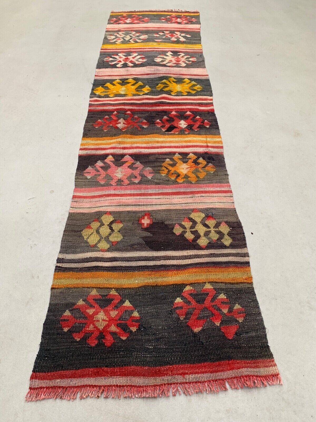 Old Turkish narrow kilim runner 263x62 cm shabby chic, vintage kelim 2494