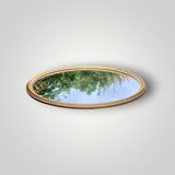 Rare round wall mirror in wood and gilded plaster – Ø 80 cm – 1950s