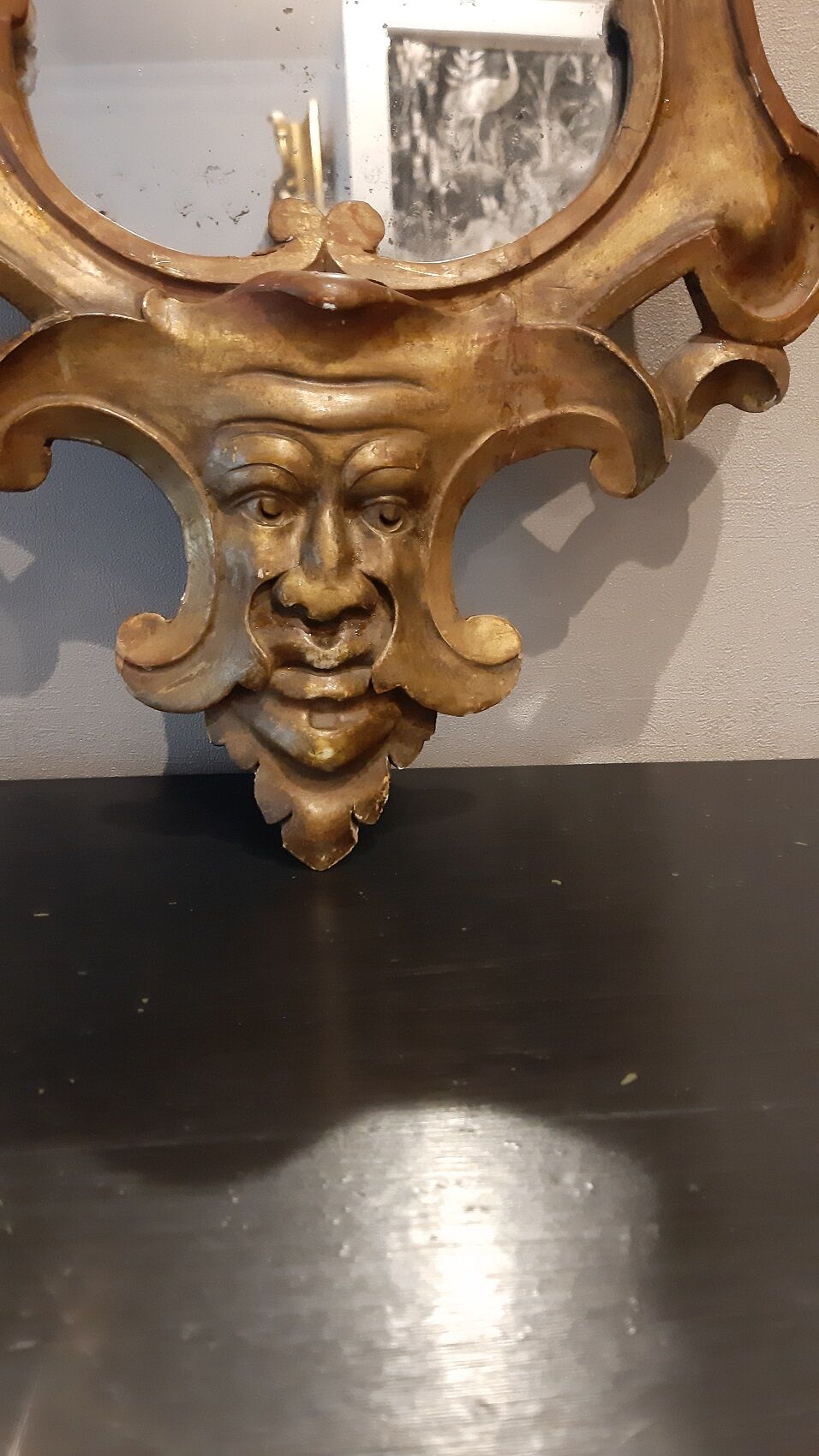 Golden wood mirror 60 x 30 cm