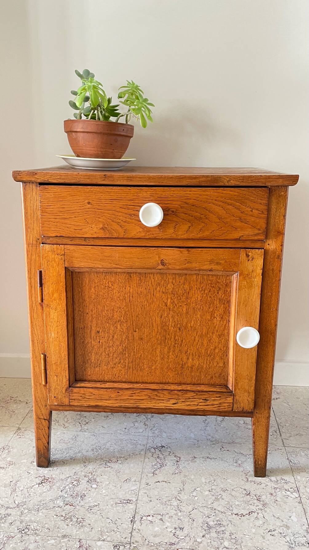 Oak bedside table from the 1950s