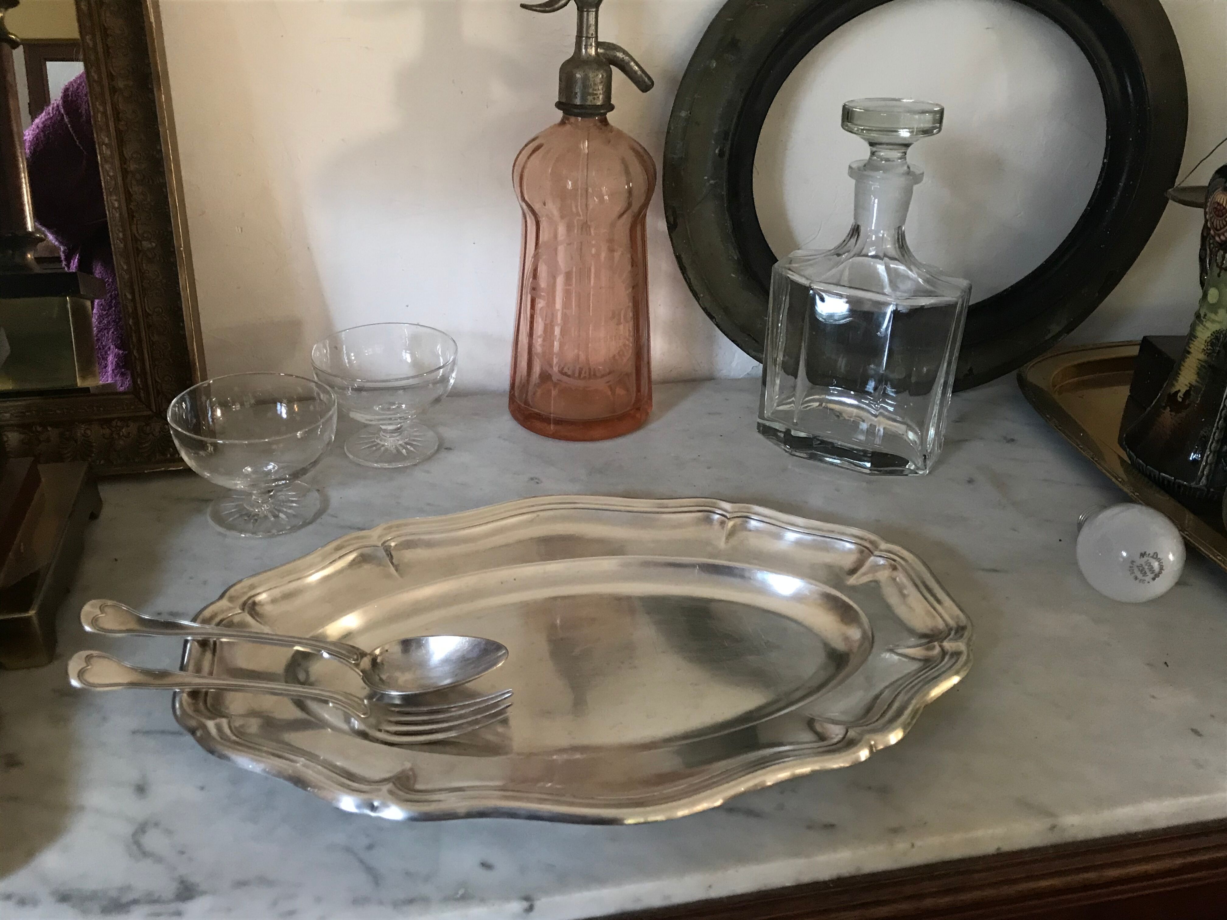 Ercuis silver metal oval dish